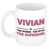 Naam cadeau mok/ beker Vivian The woman, The myth the supergirl 300 ml - Naam mokken