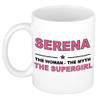 Naam cadeau mok/ beker Serena The woman, The myth the supergirl 300 ml - Naam mokken