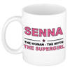 Naam cadeau mok/ beker Senna The woman, The myth the supergirl 300 ml - Naam mokken