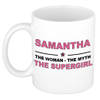 Naam cadeau mok/ beker Samantha The woman, The myth the supergirl 300 ml - Naam mokken