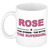 Naam cadeau mok/ beker Rose The woman, The myth the supergirl 300 ml - Naam mokken