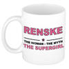 Naam cadeau mok/ beker Renske The woman, The myth the supergirl 300 ml - Naam mokken