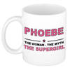 Naam cadeau mok/ beker Phoebe The woman, The myth the supergirl 300 ml - Naam mokken