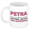 Naam cadeau mok/ beker Petra The woman, The myth the supergirl 300 ml - Naam mokken