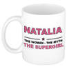 Naam cadeau mok/ beker Natalia The woman, The myth the supergirl 300 ml - Naam mokken