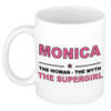 Naam cadeau mok/ beker Monica The woman, The myth the supergirl 300 ml - Naam mokken