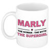 Naam cadeau mok/ beker Marly The woman, The myth the supergirl 300 ml - Naam mokken