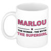 Naam cadeau mok/ beker Marlou The woman, The myth the supergirl 300 ml - Naam mokken