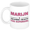 Naam cadeau mok/ beker Marijn The woman, The myth the supergirl 300 ml - Naam mokken