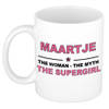 Naam cadeau mok/ beker Maartje The woman, The myth the supergirl 300 ml - Naam mokken