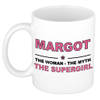 Naam cadeau mok/ beker Margot The woman, The myth the supergirl 300 ml - Naam mokken