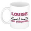 Naam cadeau mok/ beker Louise The woman, The myth the supergirl 300 ml - Naam mokken