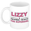 Naam cadeau mok/ beker Lizzy The woman, The myth the supergirl 300 ml - Naam mokken