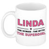 Naam cadeau mok/ beker Linda The woman, The myth the supergirl 300 ml - Naam mokken