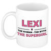 Naam cadeau mok/ beker Lexi The woman, The myth the supergirl 300 ml - Naam mokken