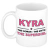 Naam cadeau mok/ beker Kyra The woman, The myth the supergirl 300 ml - Naam mokken