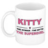 Naam cadeau mok/ beker Kitty The woman, The myth the supergirl 300 ml - Naam mokken