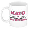 Naam cadeau mok/ beker Kato The woman, The myth the supergirl 300 ml - Naam mokken
