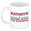 Naam cadeau mok/ beker Kathryn The woman, The myth the supergirl 300 ml - Naam mokken