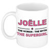 Naam cadeau mok/ beker Joelle The woman, The myth the supergirl 300 ml - Naam mokken