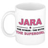 Naam cadeau mok/ beker Jara The woman, The myth the supergirl 300 ml - Naam mokken