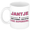 Naam cadeau mok/ beker Jantje The woman, The myth the supergirl 300 ml - Naam mokken
