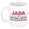 Naam cadeau mok/ beker Jada The woman, The myth the supergirl 300 ml - Naam mokken