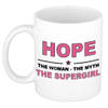 Naam cadeau mok/ beker Hope The woman, The myth the supergirl 300 ml - Naam mokken