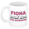 Naam cadeau mok/ beker Fiona The woman, The myth the supergirl 300 ml - Naam mokken