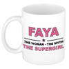 Naam cadeau mok/ beker Faya The woman, The myth the supergirl 300 ml - Naam mokken