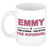 Naam cadeau mok/ beker Emmy The woman, The myth the supergirl 300 ml - Naam mokken