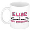Naam cadeau mok/ beker Elise The woman, The myth the supergirl 300 ml - Naam mokken