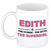 Naam cadeau mok/ beker Edith The woman, The myth the supergirl 300 ml - Naam mokken