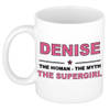 Naam cadeau mok/ beker Denise The woman, The myth the supergirl 300 ml - Naam mokken