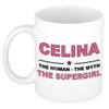Naam cadeau mok/ beker Celina The woman, The myth the supergirl 300 ml - Naam mokken