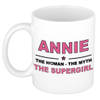 Naam cadeau mok/ beker Annie The woman, The myth the supergirl 300 ml - Naam mokken