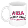 Naam cadeau mok/ beker Aida The woman, The myth the supergirl 300 ml - Naam mokken