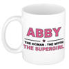 Naam cadeau mok/ beker Abby The woman, The myth the supergirl 300 ml - Naam mokken
