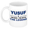 Naam cadeau mok/ beker Yusuf The man, The myth the legend 300 ml - Naam mokken