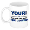 Naam cadeau mok/ beker Youri The man, The myth the legend 300 ml - Naam mokken