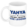 Naam cadeau mok/ beker Yahya The man, The myth the legend 300 ml - Naam mokken