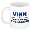 Naam cadeau mok/ beker Vinn The man, The myth the legend 300 ml - Naam mokken