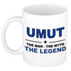 Naam cadeau mok/ beker Umut The man, The myth the legend 300 ml - Naam mokken