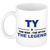 Naam cadeau mok/ beker Ty The man, The myth the legend 300 ml - Naam mokken