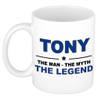 Naam cadeau mok/ beker Tony The man, The myth the legend 300 ml - Naam mokken