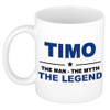Naam cadeau mok/ beker Timo The man, The myth the legend 300 ml - Naam mokken