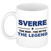 Naam cadeau mok/ beker Sverre The man, The myth the legend 300 ml - Naam mokken