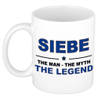 Naam cadeau mok/ beker Siebe The man, The myth the legend 300 ml - Naam mokken