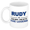 Naam cadeau mok/ beker Rudy The man, The myth the legend 300 ml - Naam mokken