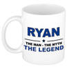 Naam cadeau mok/ beker Ryan The man, The myth the legend 300 ml - Naam mokken